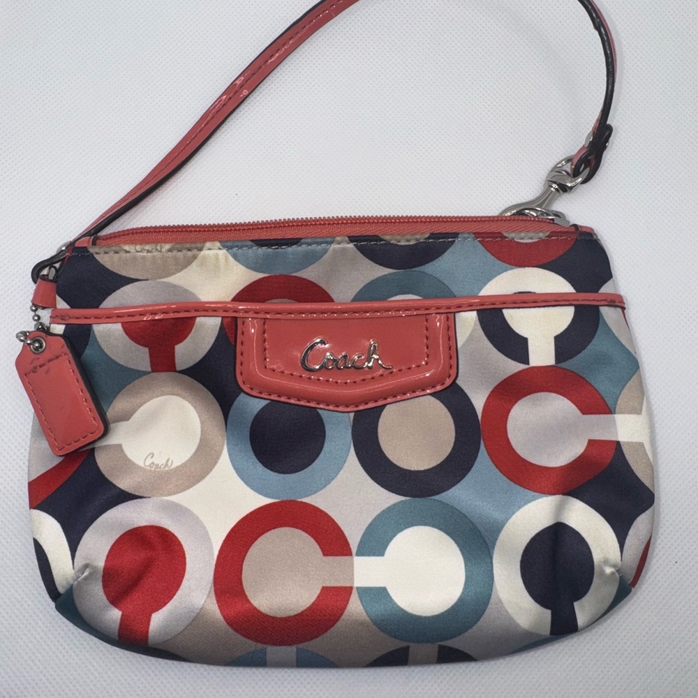 Coach Red and Blue Geometric Clutch